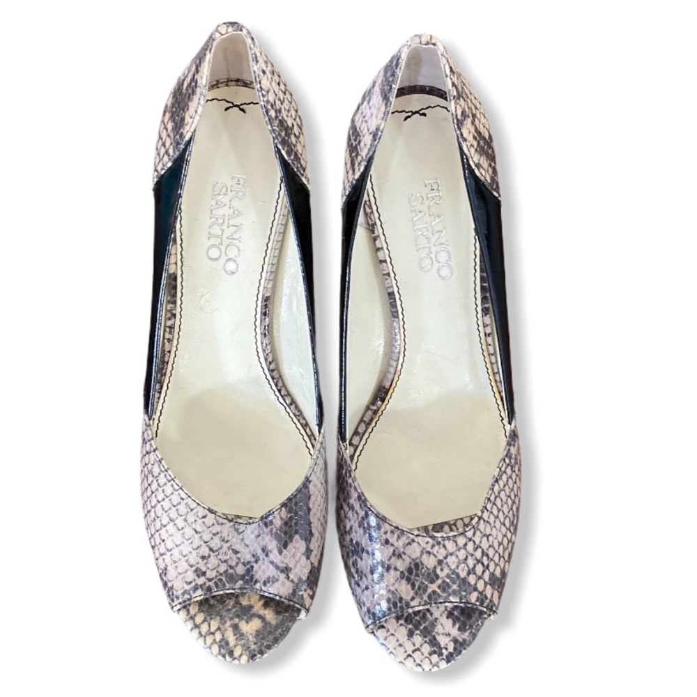 Franco Sarto | faux snake skin and black heels